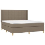 vidaXL Pat cu arcuri, saltea și LED, gri taupe, 180x200 cm, textil