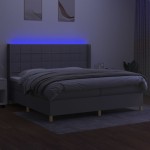 vidaXL Pat cu arcuri, saltea și LED, gri deschis, 200x200 cm, textil