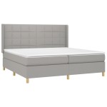 vidaXL Pat cu arcuri, saltea și LED, gri deschis, 200x200 cm, textil