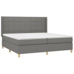 vidaXL Pat cu arcuri, saltea și LED, gri închis, 200x200 cm, textil