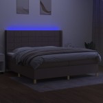vidaXL Pat cu arcuri, saltea și LED, gri taupe, 200x200 cm, textil