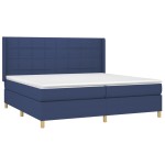 vidaXL Pat cu arcuri, saltea și LED, albastru, 200x200 cm, textil