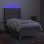 vidaXL Pat cu arcuri, saltea și LED, gri deschis, 80x200 cm, textil vidaXL Pat cu arcuri, saltea și LED, gri deschis, 80x200 cm, textil