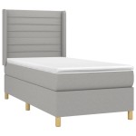 vidaXL Pat cu arcuri, saltea și LED, gri deschis, 80x200 cm, textil vidaXL Pat cu arcuri, saltea și LED, gri deschis, 80x200 cm, textil