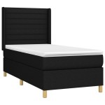 vidaXL Pat cu arcuri, saltea și LED, negru, 90x200 cm, textil
