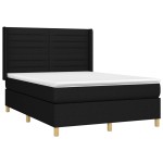 vidaXL Pat cu arcuri, saltea și LED, negru, 140x200 cm, textil