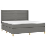 vidaXL Pat cu arcuri, saltea și LED, gri închis, 180x200 cm, textil vidaXL Pat cu arcuri, saltea și LED, gri închis, 180x200 cm, textil