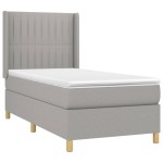 vidaXL Pat cu arcuri, saltea și LED, gri deschis, 90x190 cm, textil