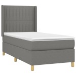 vidaXL Pat cu arcuri, saltea și LED, gri închis, 90x190 cm, textil
