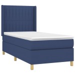 vidaXL Pat cu arcuri, saltea și LED, albastru, 90x190 cm, textil