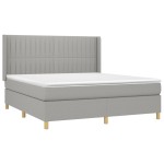 vidaXL Pat cu arcuri, saltea și LED, gri deschis, 180x200 cm, textil