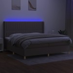 vidaXL Pat cu arcuri, saltea și LED, gri taupe, 200x200 cm, textil