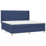 vidaXL Pat cu arcuri, saltea și LED, albastru, 200x200 cm, textil