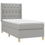 vidaXL Pat cu arcuri, saltea și LED, gri deschis, 80x200 cm, textil vidaXL Pat cu arcuri, saltea și LED, gri deschis, 80x200 cm, textil