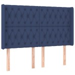 vidaXL Pat cu arcuri, saltea și LED, albastru, 140x190 cm, textil