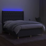 vidaXL Pat cu arcuri, saltea și LED, gri închis, 140x200 cm, textil vidaXL Pat cu arcuri, saltea și LED, gri închis, 140x200 cm, textil
