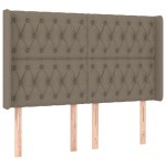 vidaXL Pat cu arcuri, saltea și LED, gri taupe, 160x200 cm, textil