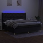 vidaXL Pat cu arcuri, saltea și LED, negru, 200x200 cm, textil