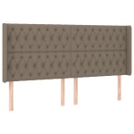 vidaXL Pat cu arcuri, saltea și LED, gri taupe, 200x200 cm, textil