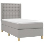 vidaXL Pat cu arcuri, saltea și LED, gri deschis, 80x200 cm, textil