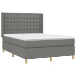 vidaXL Pat cu arcuri, saltea și LED, gri închis, 140x200 cm, textil vidaXL Pat cu arcuri, saltea și LED, gri închis, 140x200 cm, textil