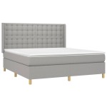 vidaXL Pat cu arcuri, saltea și LED, gri deschis, 160x200 cm, textil