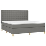vidaXL Pat cu arcuri, saltea și LED, gri închis, 160x200 cm, textil vidaXL Pat cu arcuri, saltea și LED, gri închis, 160x200 cm, textil