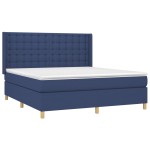 vidaXL Pat cu arcuri, saltea și LED, albastru, 160x200 cm, textil