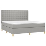 vidaXL Pat cu arcuri, saltea și LED, gri deschis, 180x200 cm, textil