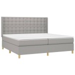 vidaXL Pat cu arcuri, saltea și LED, gri deschis, 200x200 cm, textil