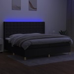 vidaXL Pat cu arcuri, saltea și LED, negru, 200x200 cm, textil