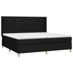 vidaXL Pat cu arcuri, saltea și LED, negru, 200x200 cm, textil