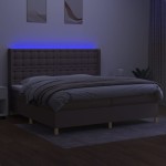vidaXL Pat cu arcuri, saltea și LED, gri taupe, 200x200 cm, textil