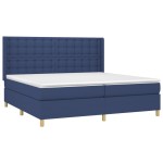 vidaXL Pat cu arcuri, saltea și LED, albastru, 200x200 cm, textil