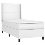 vidaXL Pat cu arcuri, saltea și LED, alb, 90x190 cm, piele ecologică vidaXL Pat cu arcuri, saltea și LED, alb, 90x190 cm, piele ecologică