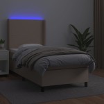 vidaXL Pat cu arcuri, cu saltea și LED cappuccino 90x190 cm, piele eco vidaXL Pat cu arcuri, cu saltea și LED cappuccino 90x190 cm, piele eco