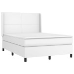 vidaXL Pat cu arcuri, cu saltea și LED, alb, 140x190 cm, piele eco vidaXL Pat cu arcuri, cu saltea și LED, alb, 140x190 cm, piele eco