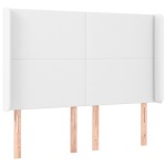 vidaXL Pat cu arcuri, cu saltea și LED, alb, 140x190 cm, piele eco vidaXL Pat cu arcuri, cu saltea și LED, alb, 140x190 cm, piele eco