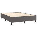 vidaXL Pat cu arcuri, saltea și LED, gri, 140x190 cm, piele ecologică
