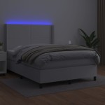 vidaXL Pat cu arcuri, cu saltea și LED, alb, 100x200 cm, piele eco vidaXL Pat cu arcuri, cu saltea și LED, alb, 100x200 cm, piele eco