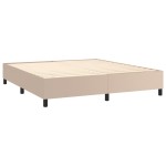 vidaXL Pat cu arcuri, saltea și LED, cappuccino, 180x200cm, piele eco