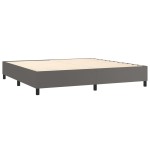 vidaXL Pat cu arcuri, saltea, gri, 200x200 cm, piele ecologică