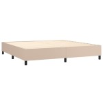 vidaXL Pat cu arcuri, saltea și LED, cappuccino, 200x200 cm, piele eco