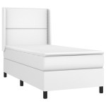 vidaXL Pat cu arcuri, saltea și LED, alb, 80x200 cm, piele ecologică vidaXL Pat cu arcuri, saltea și LED, alb, 80x200 cm, piele ecologică