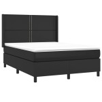 vidaXL Pat cu arcuri, saltea și LED, negru, 140x200 cm, piele eco vidaXL Pat cu arcuri, saltea și LED, negru, 140x200 cm, piele eco