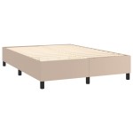 vidaXL Pat cu arcuri, saltea și LED, cappuccino, 140x200cm, piele eco