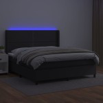 vidaXL Pat cu arcuri, saltea și LED, negru, 180x200cm, piele ecologică vidaXL Pat cu arcuri, saltea și LED, negru, 180x200cm, piele ecologică