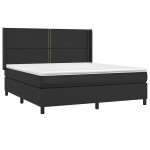 vidaXL Pat cu arcuri, saltea și LED, negru, 180x200cm, piele ecologică vidaXL Pat cu arcuri, saltea și LED, negru, 180x200cm, piele ecologică