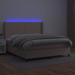 vidaXL Pat cu arcuri, cu saltea și LED cappuccino 180x200 cm piele eco vidaXL Pat cu arcuri, cu saltea și LED cappuccino 180x200 cm piele eco