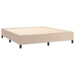 vidaXL Pat cu arcuri, cu saltea și LED cappuccino 180x200 cm piele eco vidaXL Pat cu arcuri, cu saltea și LED cappuccino 180x200 cm piele eco